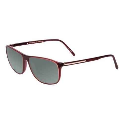 Porsche P8278-D 56 mm Polarized Bi-focal Sunglasses Crystal Red Brown 41 Options Grey