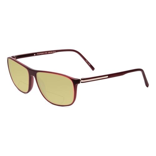 Porsche P8278-D 56 mm Polarized Bi-focal Sunglasses Crystal Red Brown 41 Options Yellow