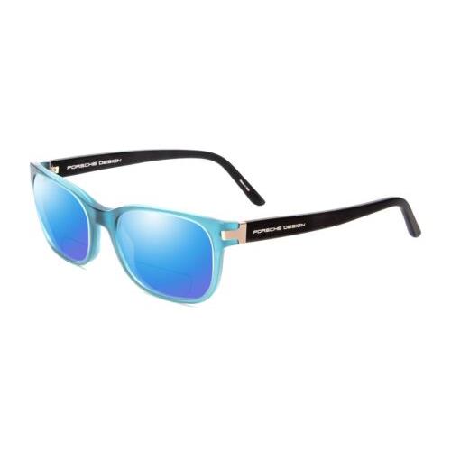 Porsche P8250-C 55mm Polarized Bi-focal Sunglasses Crystal Azure Aqua Blue Black Blue Mirror