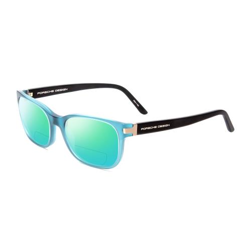 Porsche P8250-C 55mm Polarized Bi-focal Sunglasses Crystal Azure Aqua Blue Black Green Mirror