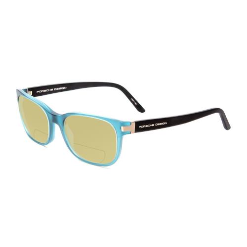 Porsche P8250-C 55mm Polarized Bi-focal Sunglasses Crystal Azure Aqua Blue Black Yellow