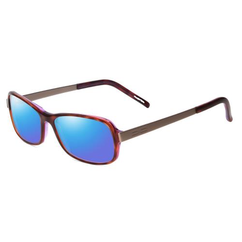 Porsche P8207-D Cateye 53 mm Polarized Sunglasses in Havana Aubergine Red Silver Blue Mirror Polar