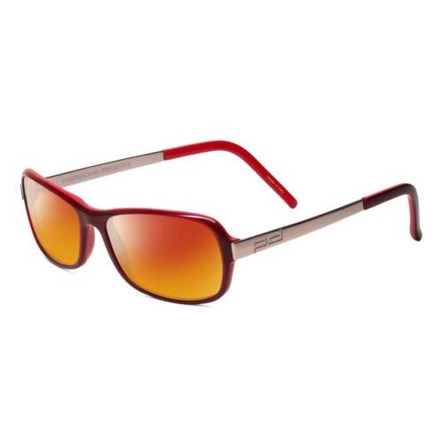 Porsche P8207-B Cateye 53mm Polarized Sunglasses in Burgundy Red Gunmetal Silver Red Mirror Polar