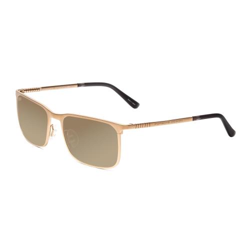 Porsche Design P8294-B 54mm Polarized Sunglasses Light Gold Black 4 Lens Options Amber Brown Polar