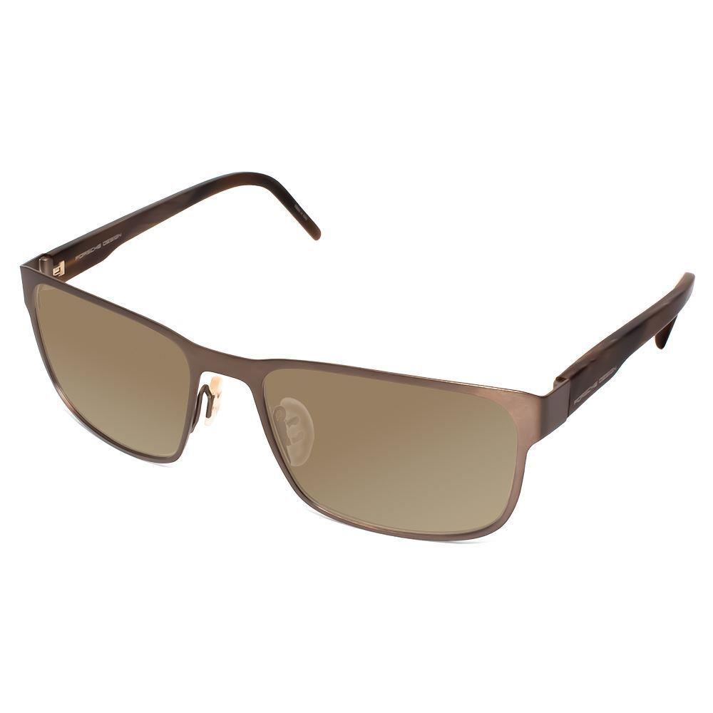 Porsche Design P8291-C-55 mm Polarized Sunglass 4 Lens Options Brown Marble Horn Amber Brown Polar