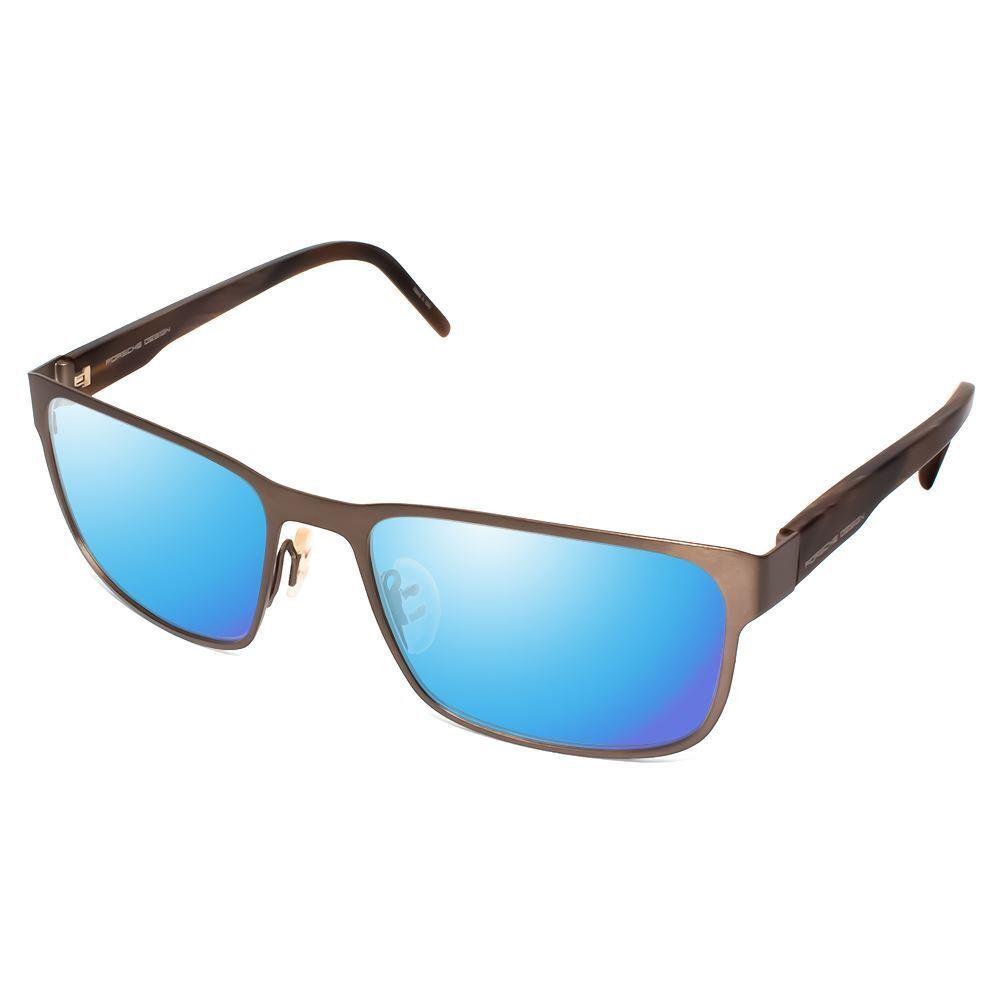 Porsche Design P8291-C-55 mm Polarized Sunglass 4 Lens Options Brown Marble Horn Blue Mirror Polar