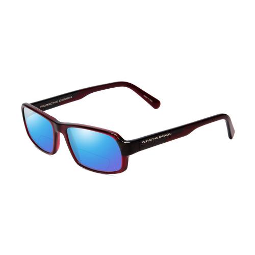 Porsche P8215-D 55 mm Polarized Bi-focal Sunglasses in Burgundy Red Carbon Fiber Blue Mirror