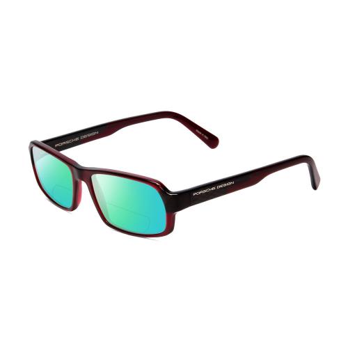 Porsche P8215-D 55 mm Polarized Bi-focal Sunglasses in Burgundy Red Carbon Fiber Green Mirror