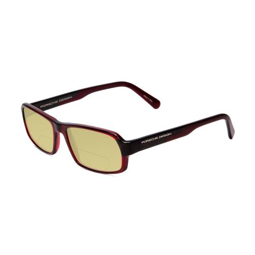 Porsche P8215-D 55 mm Polarized Bi-focal Sunglasses in Burgundy Red Carbon Fiber Yellow