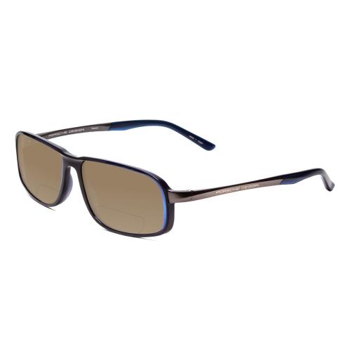 Porsche P8229-D 57mm Polarized Bi-focal Sunglasses Blue Gun Metal 41 Lens Option Brown