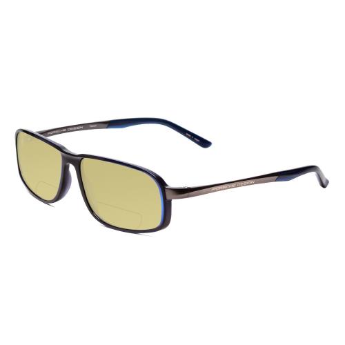 Porsche P8229-D 57mm Polarized Bi-focal Sunglasses Blue Gun Metal 41 Lens Option Yellow