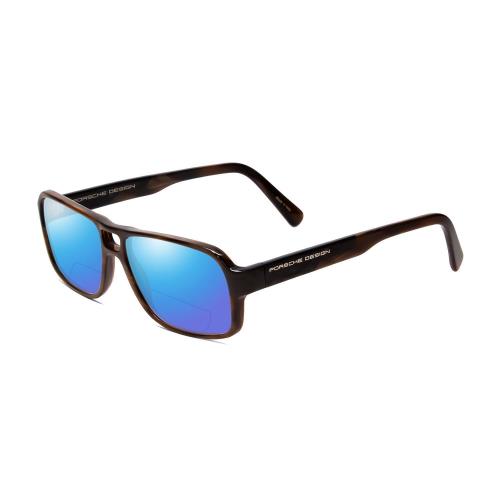 Porsche P8217-B 56mm Polarized Bi-focal Sunglasses Brown Carbon Fiber 41 Options Blue Mirror