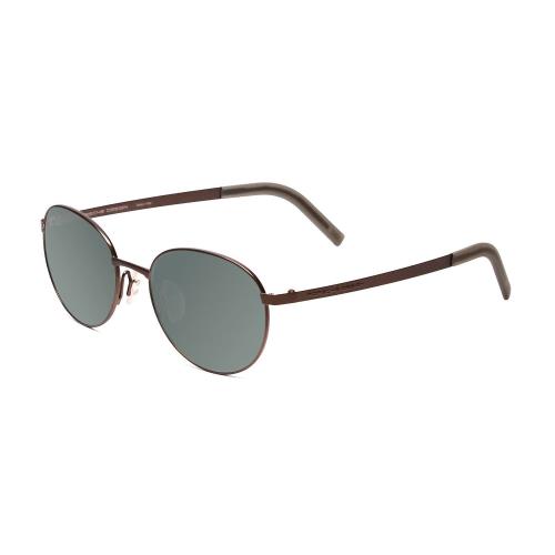 Porsche P8315-B Round 52mm Polarized Sunglasses Satin Brown Copper 4 Lens Option Smoke Grey Polar