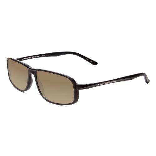 Porsche Design P8229-A Unisex Oval 57mm Polarized Sunglasses Black 4 Lens Option Amber Brown Polar