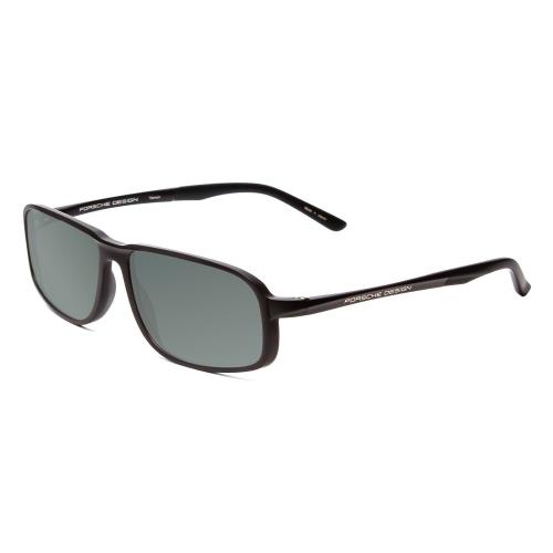 Porsche Design P8229-A Unisex Oval 57mm Polarized Sunglasses Black 4 Lens Option Smoke Grey Polar