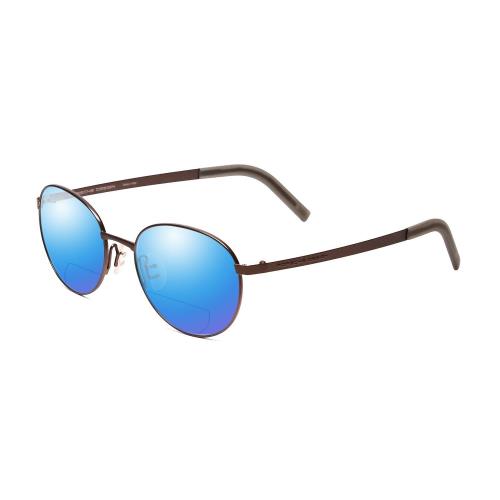 Porsche P8315-B Round 52mm Polarized Bi-focal Sunglasses Brown Copper 41 Options Blue Mirror