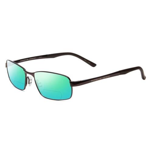 Porsche P8212-C 56mm Polarized Bi-focal Sunglasses Dark/matte Brown Lens Options Green Mirror
