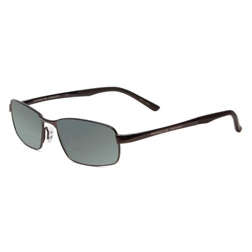 Porsche P8212-C 56mm Polarized Bi-focal Sunglasses Dark/matte Brown Lens Options Grey