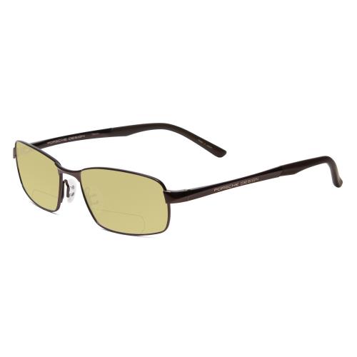 Porsche P8212-C 56mm Polarized Bi-focal Sunglasses Dark/matte Brown Lens Options Yellow