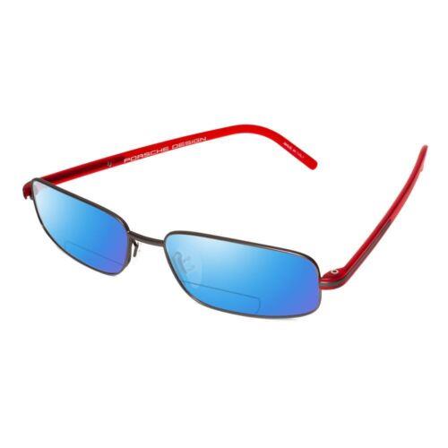 Porsche Design P8125-D-57mm Polarized Bi-focal Sunglasses 41 Option Gunmetal Red Blue Mirror