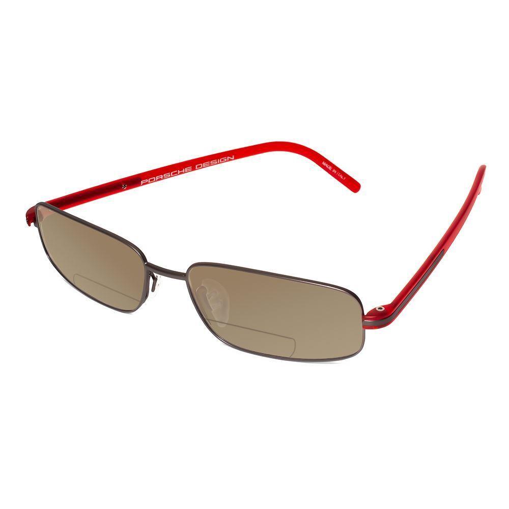 Porsche Design P8125-D-57mm Polarized Bi-focal Sunglasses 41 Option Gunmetal Red Brown