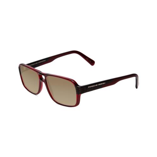 Porsche Design P8217-D 56 mm Polarized Sunglasses Crystal Dark Red Carbon Fiber Amber Brown Polar