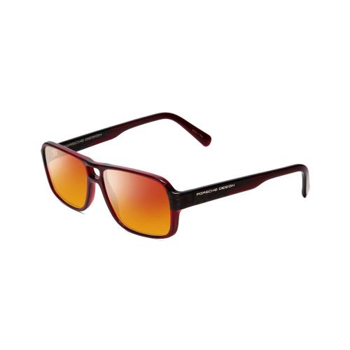 Porsche Designs P8217-D 56 mm Polarized Sunglasses Crystal Dark Red Carbon Fiber Red Mirror Polar