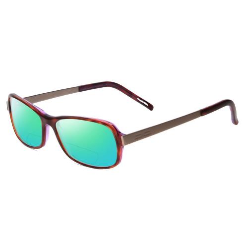 Porsche P8207D Cateye 53mm Polarize Bi-focal Sunglass Tortoise Havana Red Silver Green Mirror