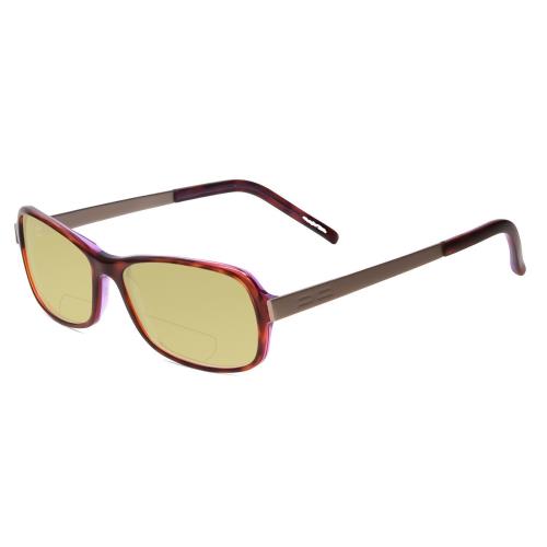 Porsche P8207D Cateye 53mm Polarize Bi-focal Sunglass Tortoise Havana Red Silver Yellow