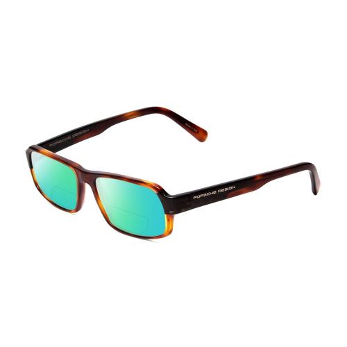 Porsche P8215-B 55mm Polarize Bi-focal Sunglass Tortoise Brown Gold Carbon Fiber Green Mirror