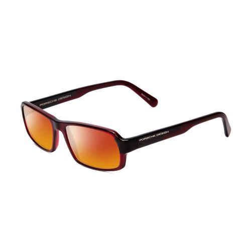 Porsche Design P8215-D 55mm Polarized Sunglass Crystal Burgundy Red Carbon Fiber Red Mirror Polar