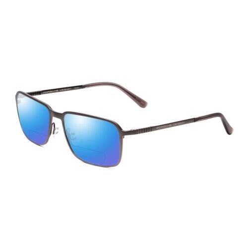 Porsche P8293-A 55mm Polarized Bi-focal Sunglasses Dark Gun Metal Grey 41 Option Blue Mirror