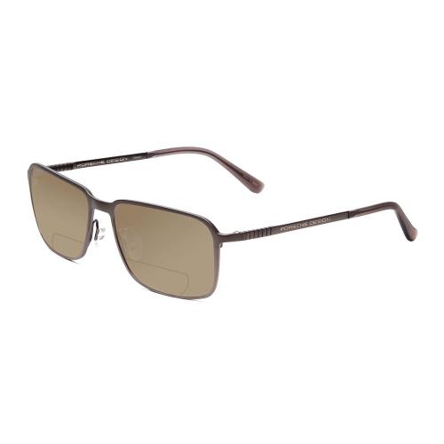 Porsche P8293-A 55mm Polarized Bi-focal Sunglasses Dark Gun Metal Grey 41 Option Brown