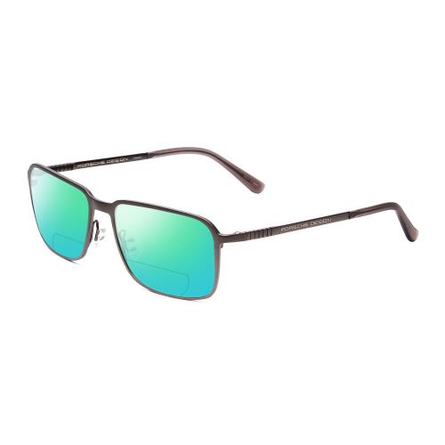 Porsche P8293-A 55mm Polarized Bi-focal Sunglasses Dark Gun Metal Grey 41 Option Green Mirror