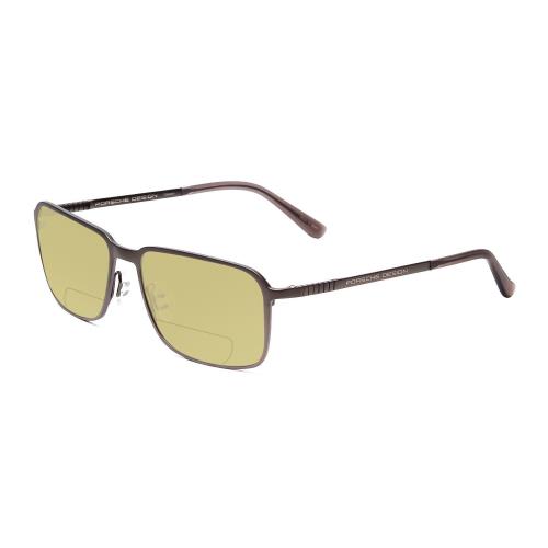 Porsche P8293-A 55mm Polarized Bi-focal Sunglasses Dark Gun Metal Grey 41 Option Yellow