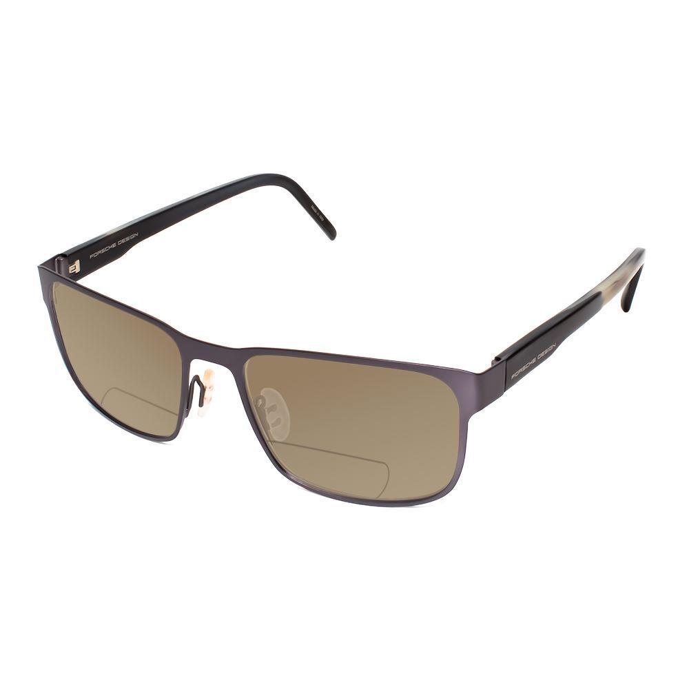 Porsche Design P8291-B-55mm Polarized Bi-focal Sunglasses in Gun Metal Grey Horn Brown