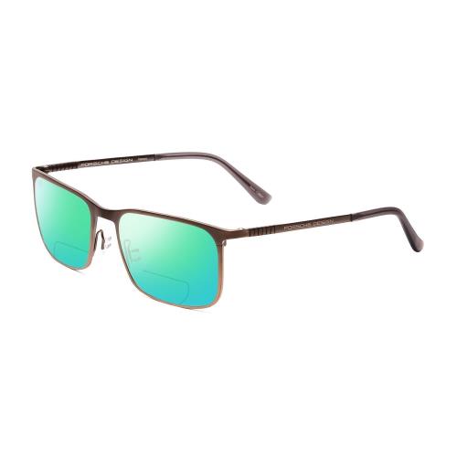 Porsche P8294-D 54 mm Polarized Bi-focal Sunglasses Satin Brown Black 41 Options Green Mirror