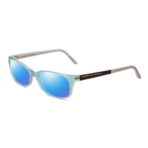 Porsche P8247-B 55 mm Polarized Bi-focal Sunglasses Crystal Azure Aqua Blue Grey Blue Mirror
