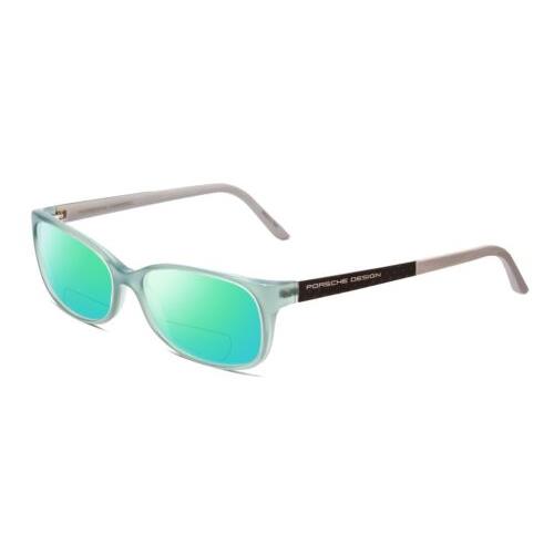 Porsche P8247-B 55 mm Polarized Bi-focal Sunglasses Crystal Azure Aqua Blue Grey Green Mirror