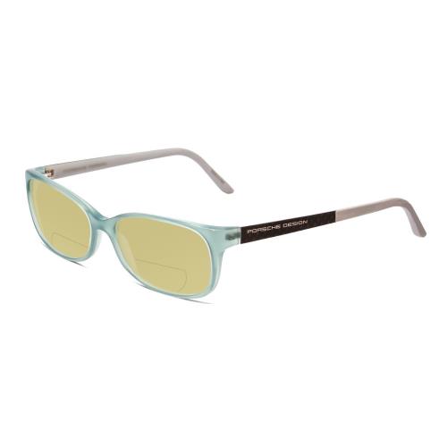 Porsche P8247-B 55 mm Polarized Bi-focal Sunglasses Crystal Azure Aqua Blue Grey Yellow