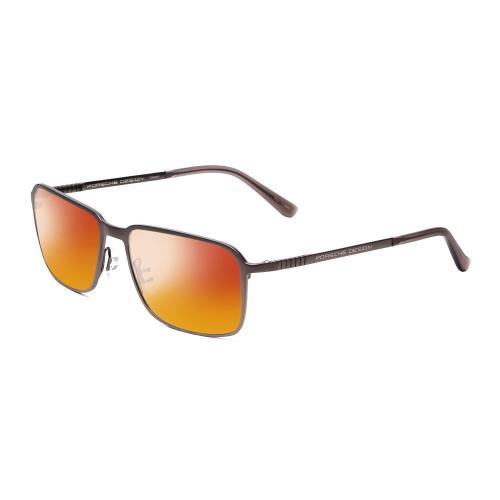 Porsche P8293-A 55 mm Polarized Sunglasses in Dark Gun Metal Grey 4 Lens Options Red Mirror Polar