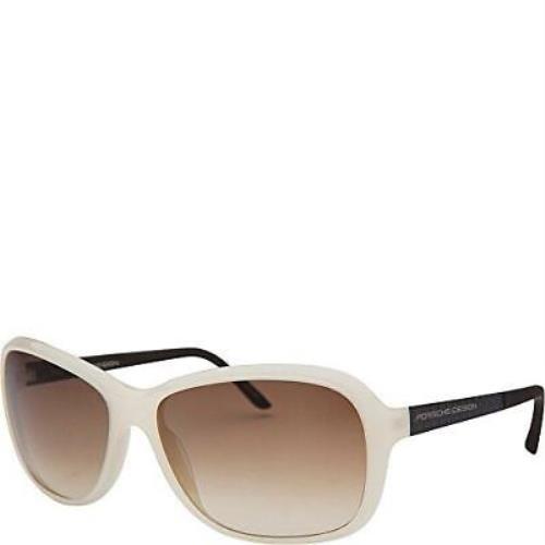 Porsche Design Women Butterfly Sunglasses White Black W/amber Brown 59mm P8558-C