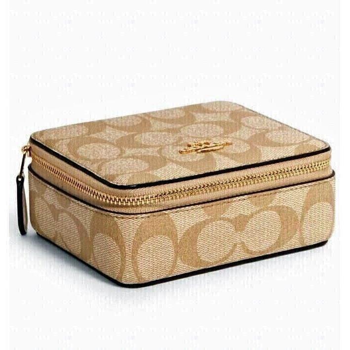 Coach C3311 Large Jewelry Box in Signature Canvas Light Khaki/chalk Nip