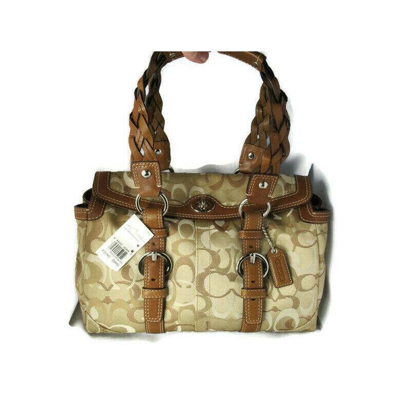 Coach Chelsea Khaki Tan Brown Signature Jacquard Leather Purse 10995