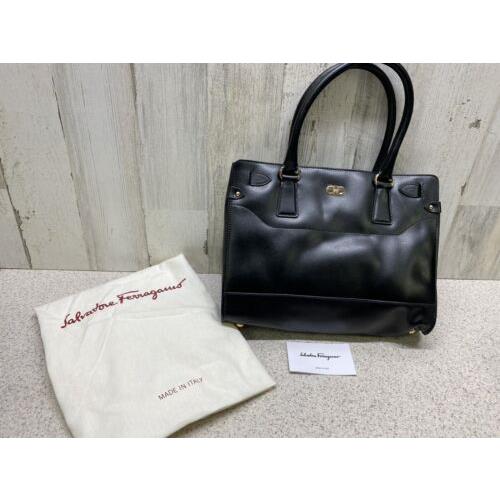 Salvatore Ferragamo Briana Satchel Tote Bag Black Soft Calf Leather 250