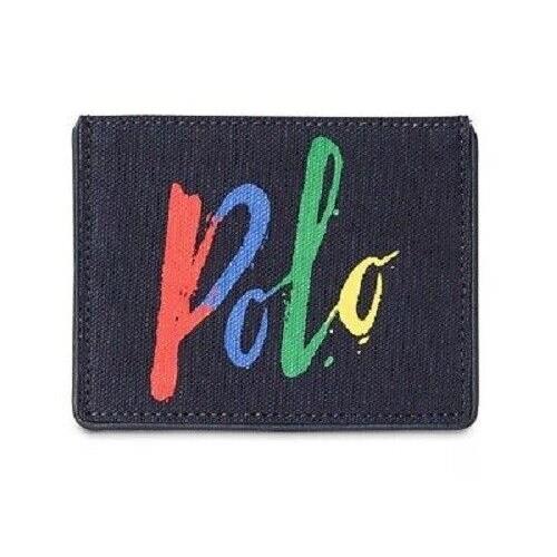 Polo Ralph Lauren Mens Paint Splatter Canvas Card Case Wallet 405859769001-NWT