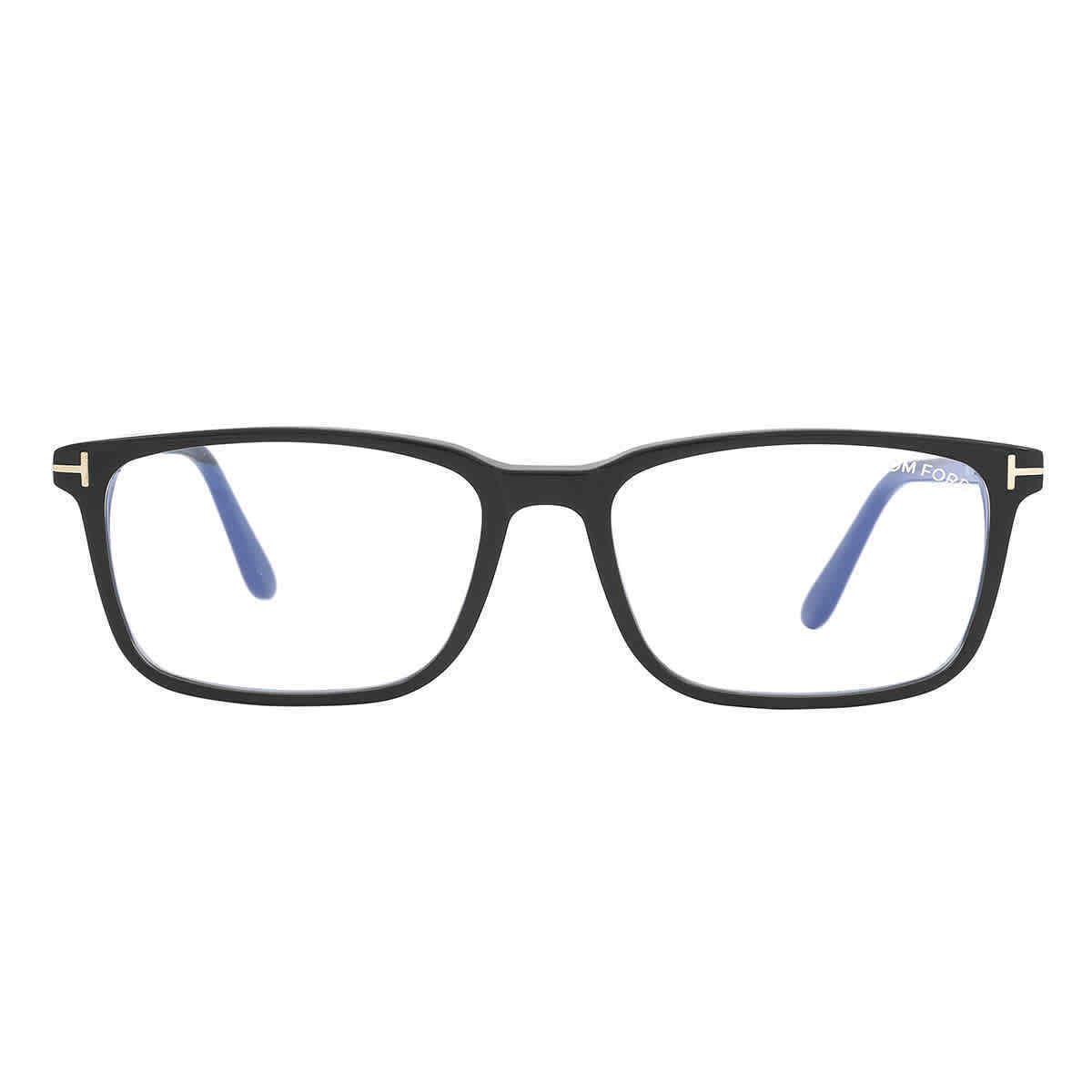 Tom Ford Blue Light Block Rectangular Men`s Eyeglasses FT5735-B 001 56