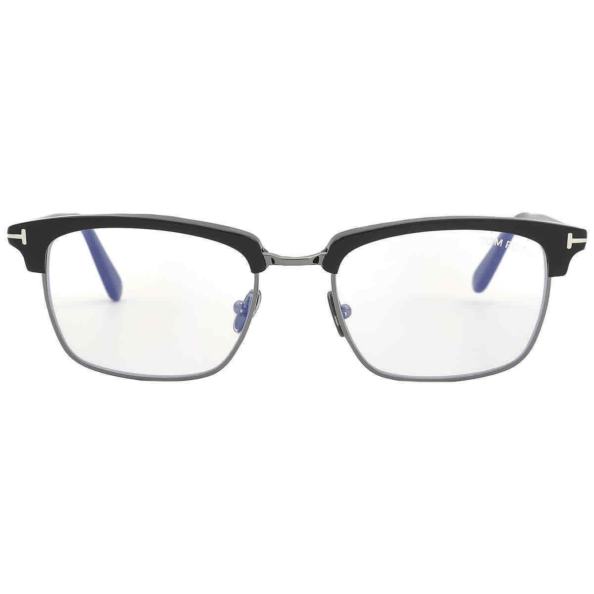 Tom Ford Blue Light Block Square Men`s Eyeglasses FT5801-B 001 54 FT5801-B 001