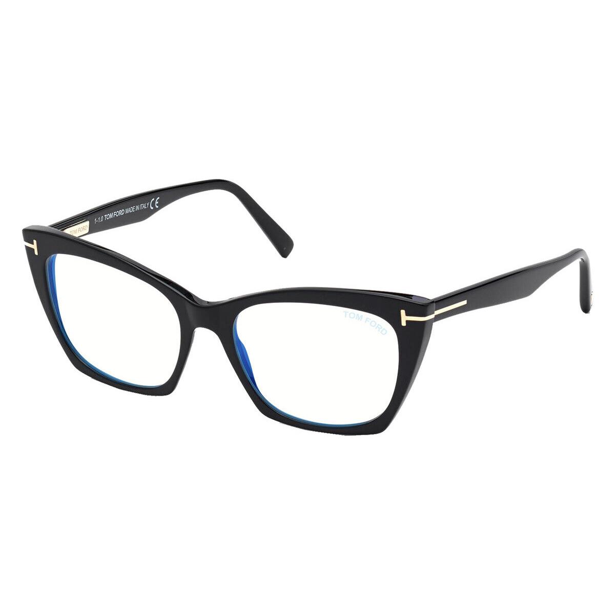 Tom Ford FT5709-B Eyeglasses Women Shiny Black Cat Eye 54mm