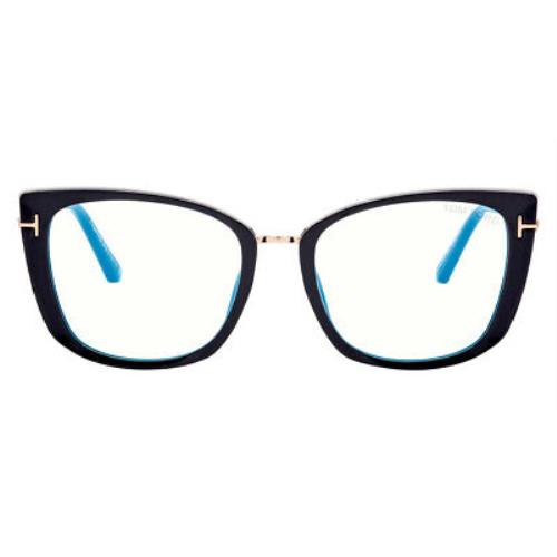 Tom Ford FT5816-B Eyeglasses RX Women Cat Eye 53mm - Frame: Shiny Black/Rose Gold/T Logo, Lens: Demo